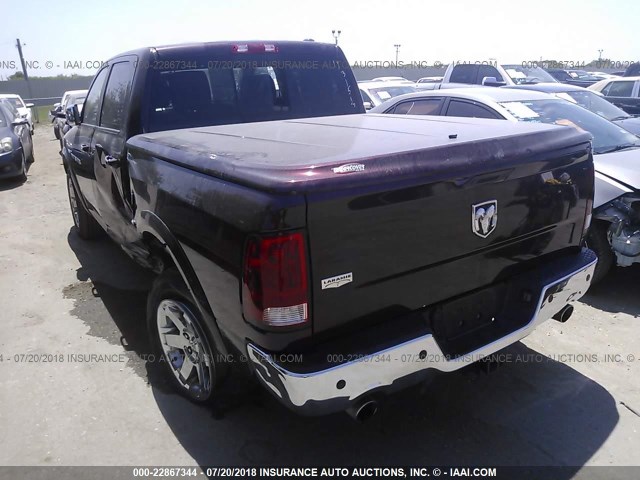 1C6RD6NTXCS207674 - 2012 DODGE RAM 1500 LARAMIE MAROON photo 3