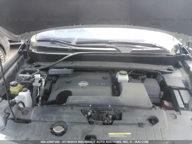 5N1AR2MN4FC707102 - 2015 NISSAN PATHFINDER S/SV/SL/PLATINUM SILVER photo 10