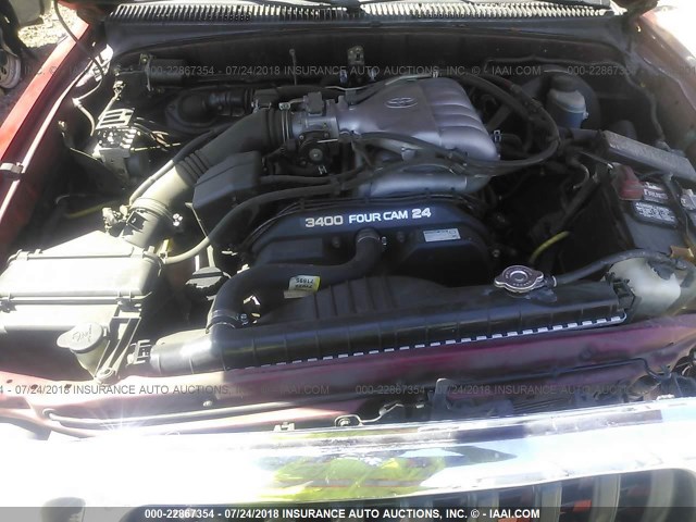 5TEGN92N14Z450517 - 2004 TOYOTA TACOMA DOUBLE CAB PRERUNNER BURGUNDY photo 10