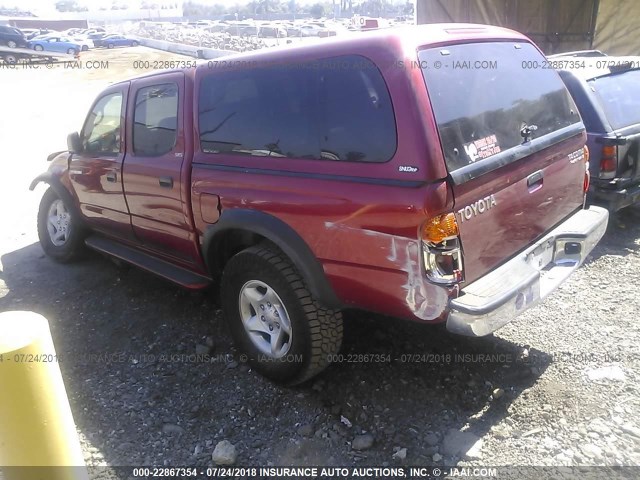 5TEGN92N14Z450517 - 2004 TOYOTA TACOMA DOUBLE CAB PRERUNNER BURGUNDY photo 3