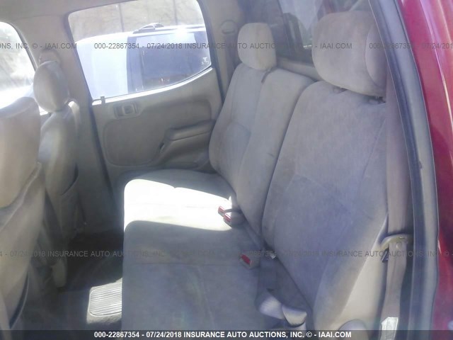 5TEGN92N14Z450517 - 2004 TOYOTA TACOMA DOUBLE CAB PRERUNNER BURGUNDY photo 8