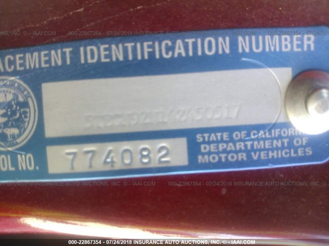 5TEGN92N14Z450517 - 2004 TOYOTA TACOMA DOUBLE CAB PRERUNNER BURGUNDY photo 9