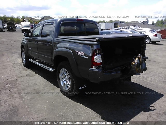 3TMLU4EN0CM081791 - 2012 TOYOTA TACOMA DOUBLE CAB ნაცრისფერი ფოტო 3