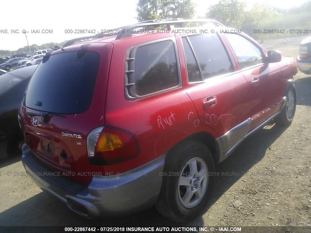 KM8SC13D54U589819 - 2004 HYUNDAI SANTA FE GLS/LX RED photo 4