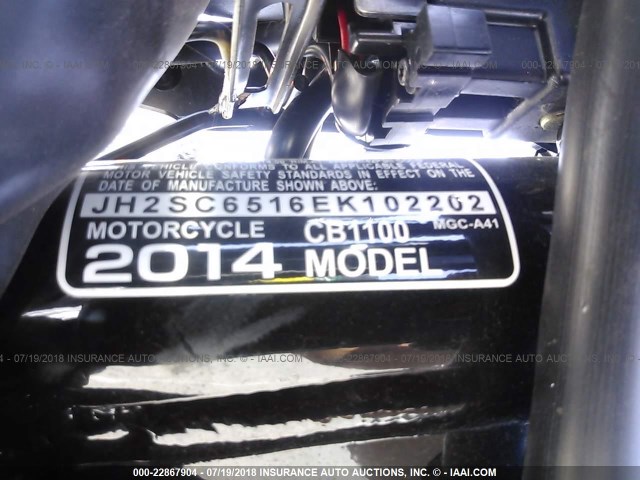 JH2SC6516EK102202 - 2014 HONDA CB1100 BLACK photo 10