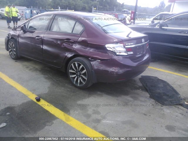 2HGFB2F95EH516946 - 2014 HONDA CIVIC EXL 栗色 照片 3