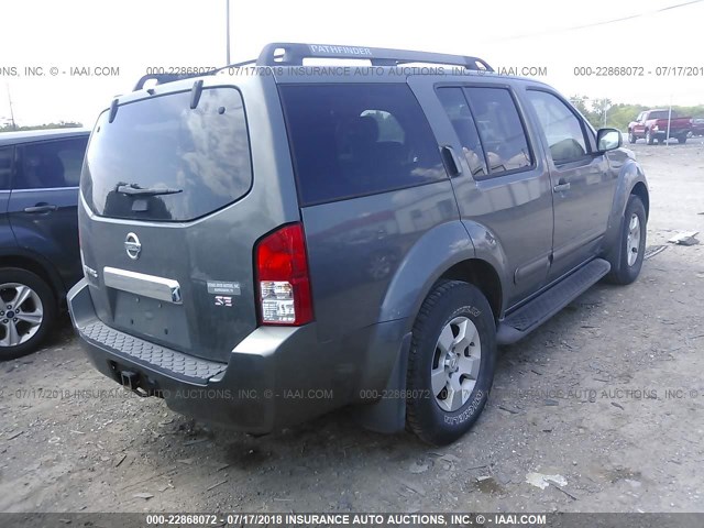 5N1AR18U15C711098 - 2005 NISSAN PATHFINDER LE/SE/XE GRAY photo 4