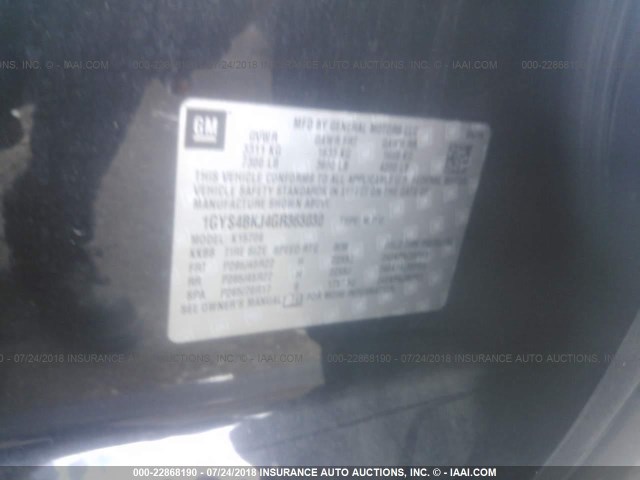 1GYS4BKJ4GR363030 - 2016 CADILLAC ESCALADE LUXURY შავი ფოტო 9