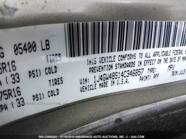 1J4GW48S14C346857 - 2004 JEEP GRAND CHEROKEE LAREDO/COLUMBIA/FREEDOM 棕色 照片 9