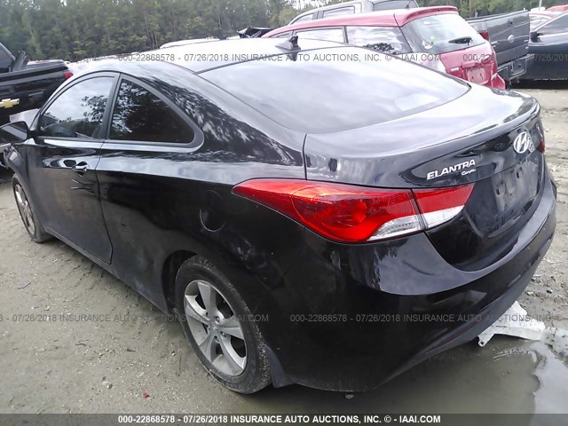 KMHDH6AEXDU011881 - 2013 HYUNDAI ELANTRA COUPE GS/SE BLACK photo 3