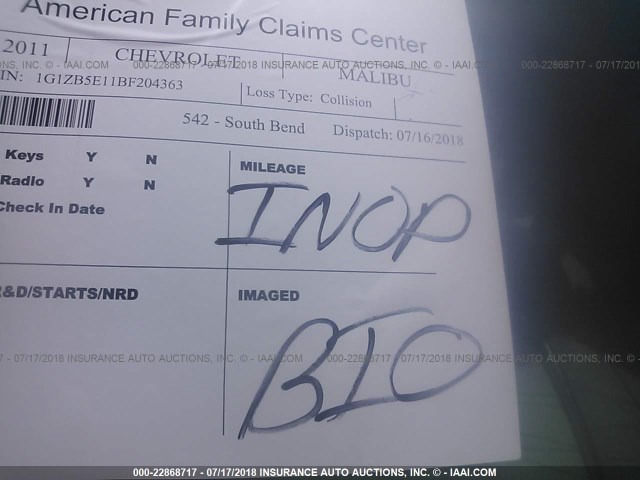 1G1ZB5E11BF204363 - 2011 CHEVROLET MALIBU LS SILVER photo 7