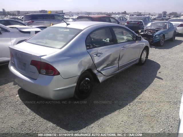 JHMFA36288S001428 - 2008 HONDA CIVIC HYBRID SILVER photo 4