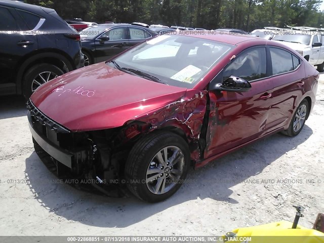 5NPD84LF2JH338635 - 2018 HYUNDAI ELANTRA SEL/VALUE/LIMITED RED photo 2