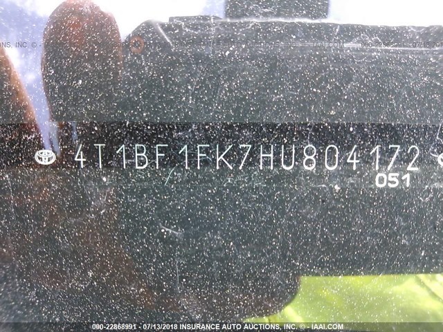 4T1BF1FK7HU804172 - 2017 TOYOTA CAMRY LE/XLE/SE/XSE BLACK photo 9