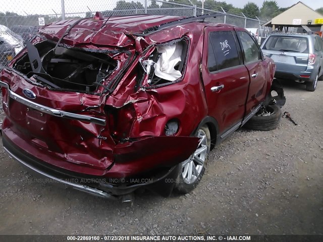 1FM5K8F81HGC23898 - 2017 FORD EXPLORER LIMITED RED photo 4