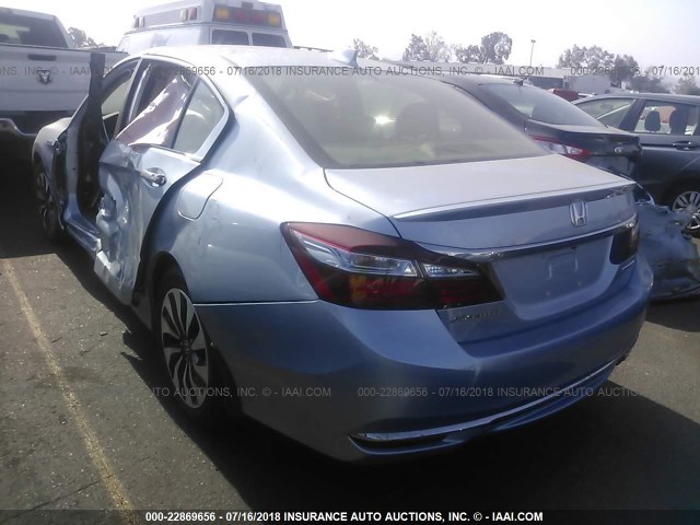 JHMCR6F59HC021107 - 2017 HONDA ACCORD HYBRID/EXL Light Blue photo 3