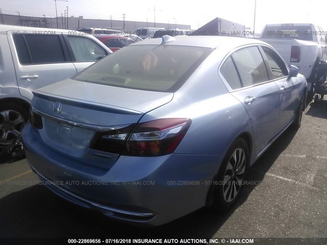 JHMCR6F59HC021107 - 2017 HONDA ACCORD HYBRID/EXL Light Blue photo 4