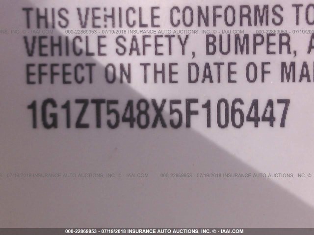 1G1ZT548X5F106447 - 2005 CHEVROLET MALIBU LS თეთრი ფოტო 9