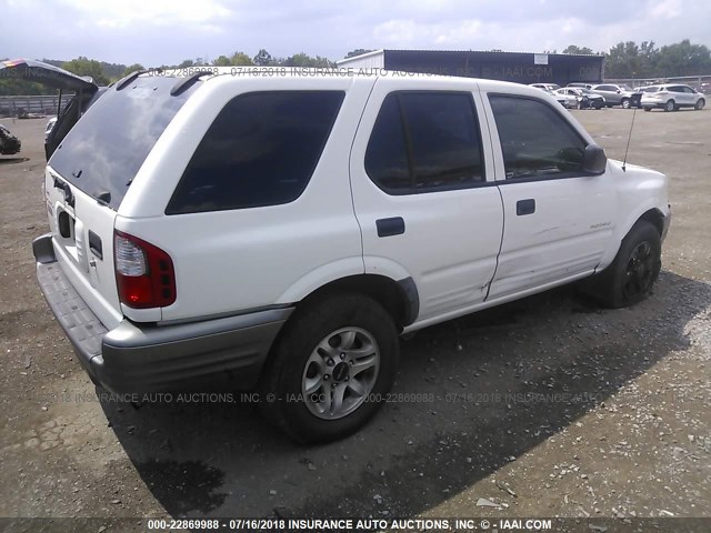 4S2CK58D424308462 - 2002 ISUZU RODEO S WHITE photo 4