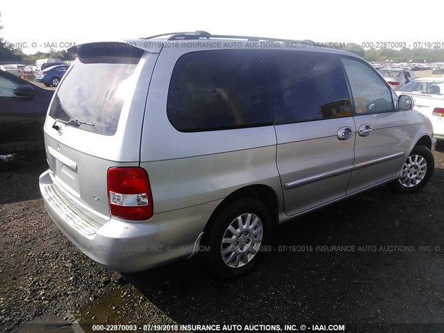 KNDUP131336467521 - 2003 KIA SEDONA EX/LX SILVER photo 4