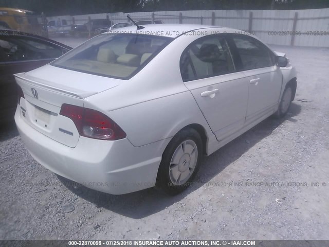 JHMFA36268S010564 - 2008 HONDA CIVIC HYBRID WHITE photo 4