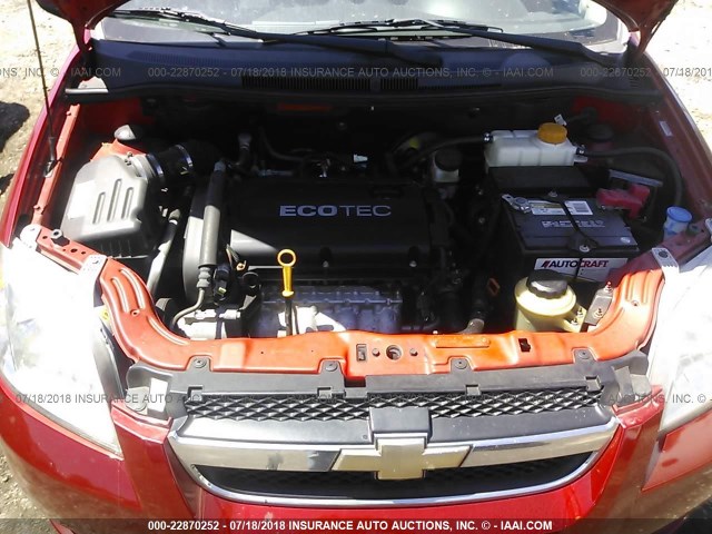 KL1TD5DE6AB129099 - 2010 CHEVROLET AVEO LS/LT 红色 照片 10