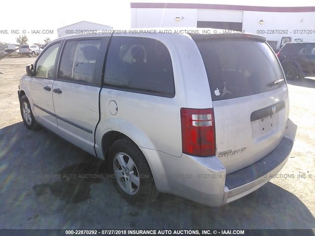 1D8HN44H88B181104 - 2008 DODGE GRAND CARAVAN SE SILVER photo 3