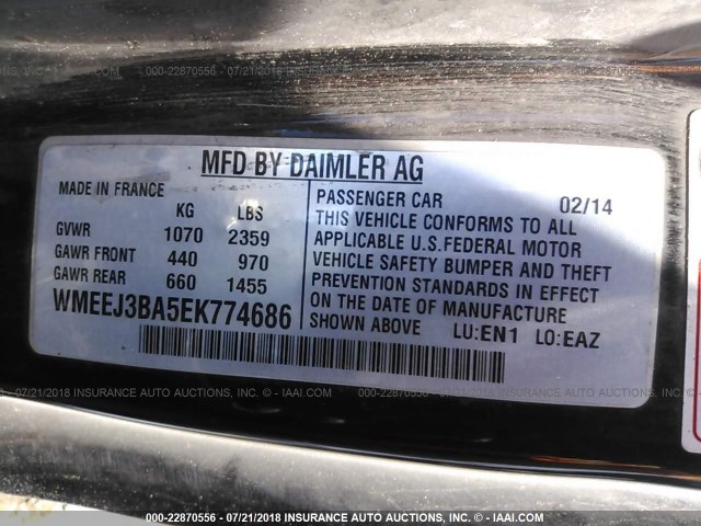 WMEEJ3BA5EK774686 - 2014 SMART FORTWO PURE/PASSION WHITE photo 9