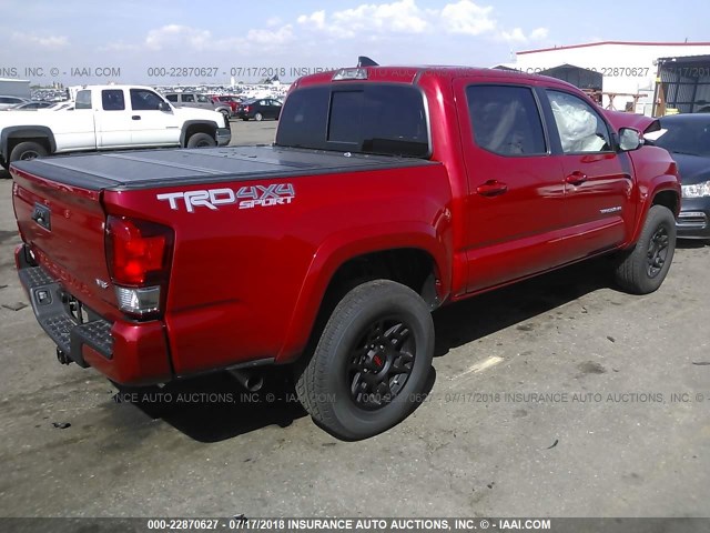 3TMCZ5AN5HM104082 - 2017 TOYOTA TACOMA DBL CAB/SR/TRDSPT/OR/PRO წითელი ფოტო 4