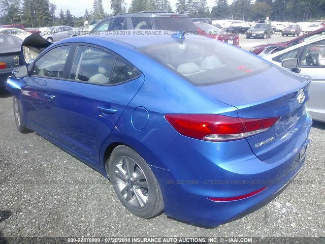 5NPD84LF6HH187969 - 2017 HYUNDAI ELANTRA SE/VALUE/LIMITED BLUE photo 3