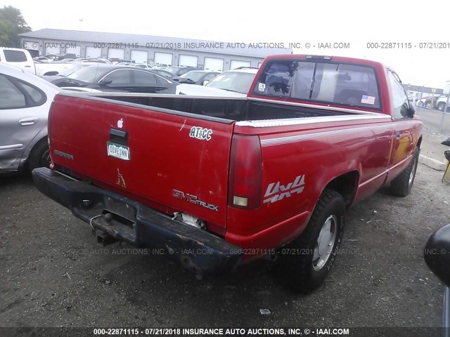 1GTEK14Z2RZ570458 - 1994 GMC SIERRA K1500 RED photo 4