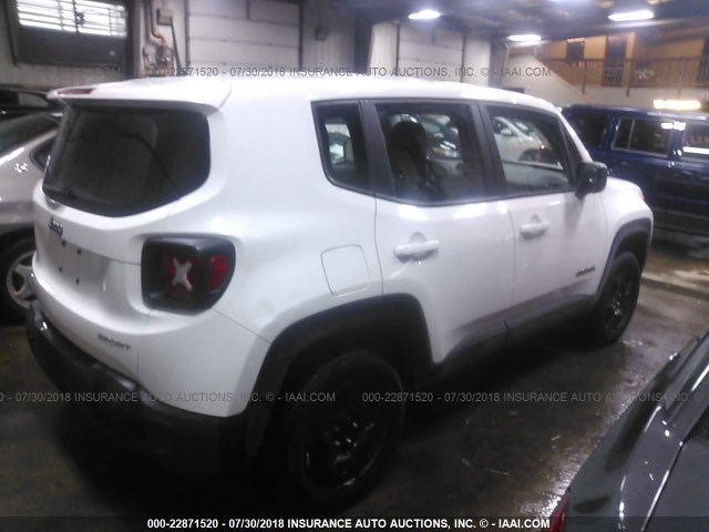 ZACCJBAB9HPE82897 - 2017 JEEP RENEGADE SPORT Սպիտակ լուսանկար 4