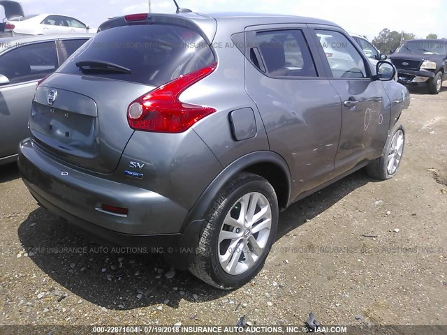 JN8AF5MR4ET453301 - 2014 NISSAN JUKE S/SV/SL/NISMO GRAY photo 4