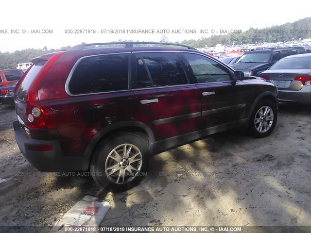 YV1CM91H041120854 - 2004 VOLVO XC90 T6 BURGUNDY photo 4