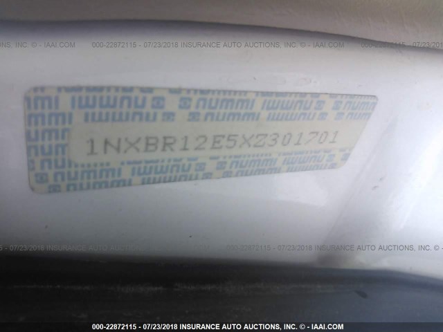 1NXBR12E5XZ301701 - 1999 TOYOTA COROLLA VE/CE/LE WHITE photo 9