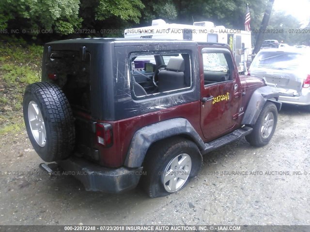 1J4FA24128L617961 - 2008 JEEP WRANGLER X RED photo 4