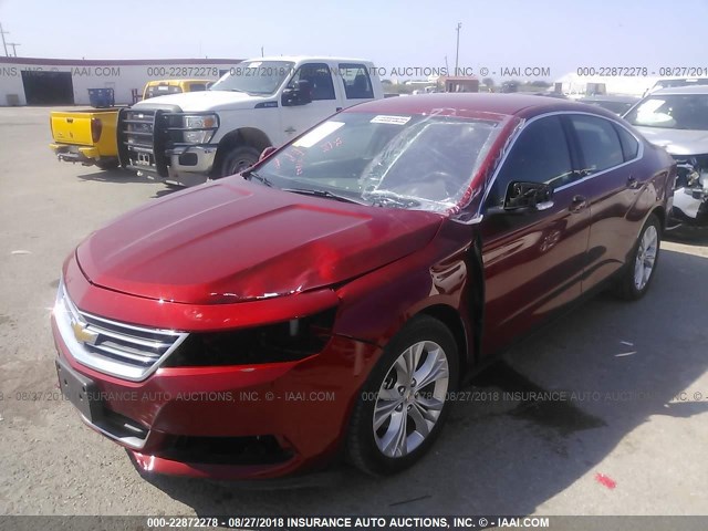 2G1125S38F9111342 - 2015 CHEVROLET IMPALA LT RED photo 2