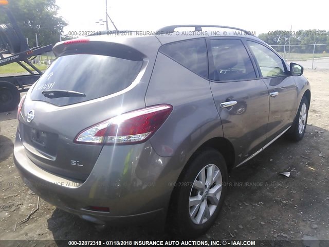 JN8AZ1MU1CW121591 - 2012 NISSAN MURANO S/SL/LE BROWN photo 4