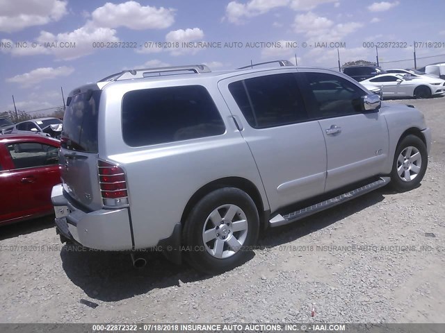 5N1AA08A25N731789 - 2005 NISSAN ARMADA SE/LE SILVER photo 4