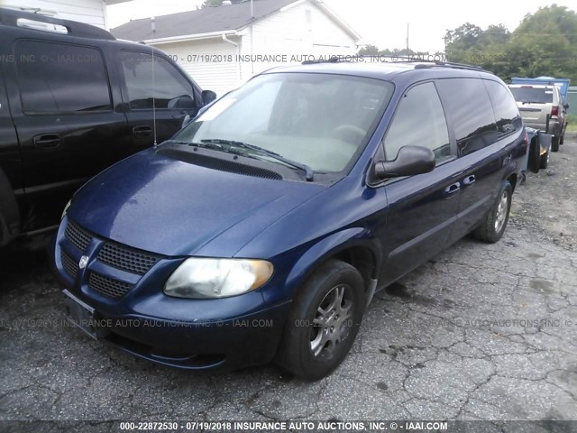 2D4GP74L73R104232 - 2003 DODGE GRAND CARAVAN EX BLUE photo 2