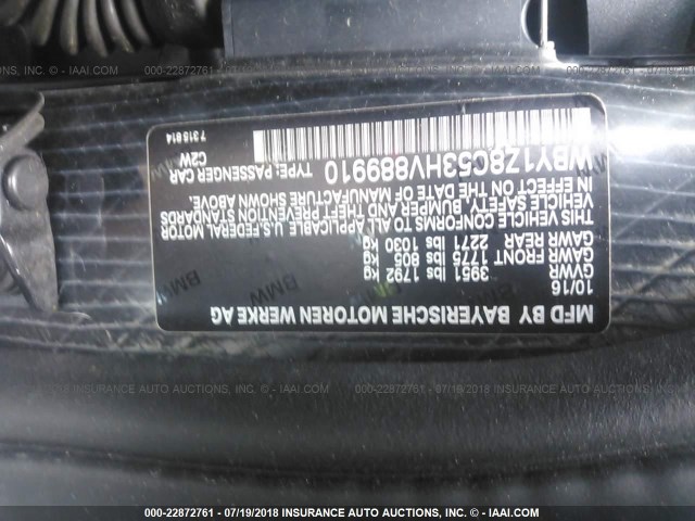 WBY1Z8C53HV889910 - 2017 BMW I3 REX BLACK photo 9