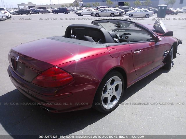 WDBSK75F25F094555 - 2005 MERCEDES-BENZ SL 500 RED photo 4