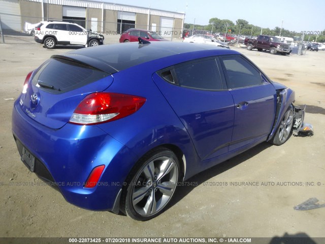 KMHTC6AD1DU174470 - 2013 HYUNDAI VELOSTER BLUE photo 4