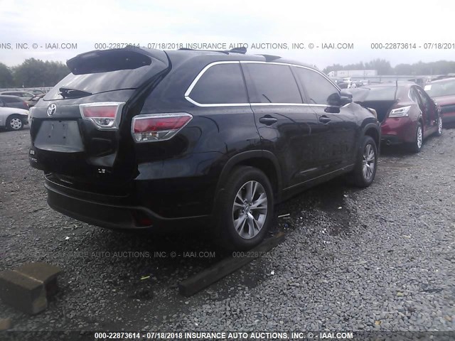 5TDZKRFH6GS146302 - 2016 TOYOTA HIGHLANDER LE/LE PLUS BLACK photo 4