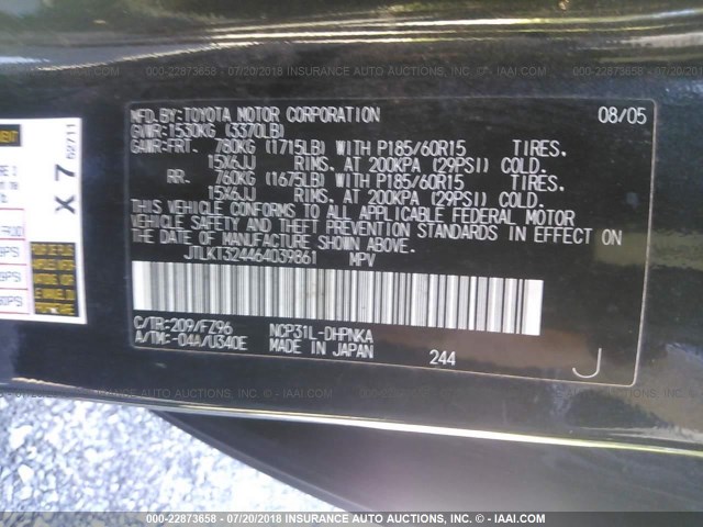 JTLKT324464039861 - 2006 TOYOTA SCION XB Schwarz Foto 9