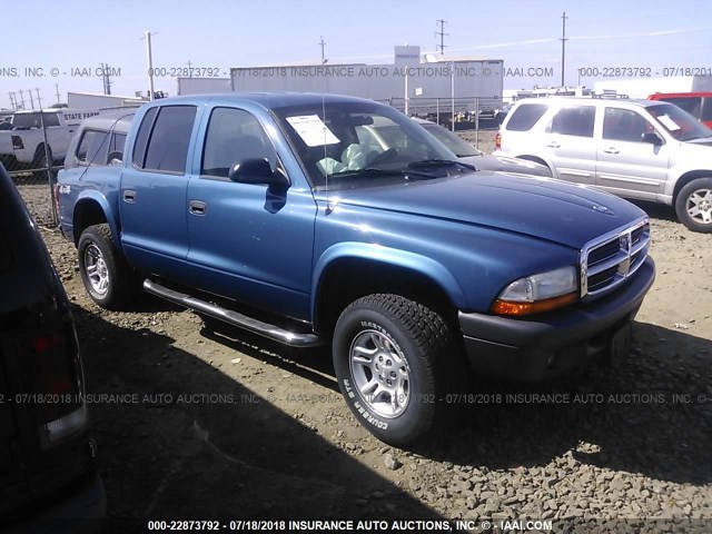 1D7HG38K44S664307 - 2004 DODGE DAKOTA QUAD SPORT BLUE photo 1