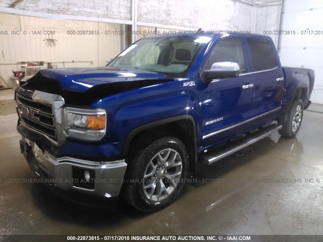 3GTU2VEC6EG403933 - 2014 GMC SIERRA K1500 SLT BLUE photo 2