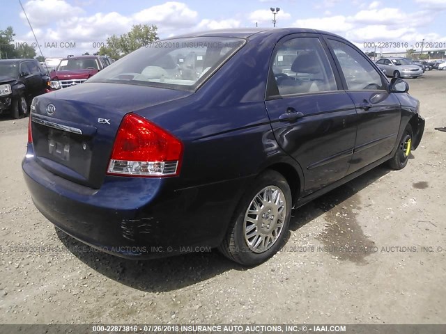 KNAFE122785551666 - 2008 KIA SPECTRA EX/LX/SX BLUE photo 4