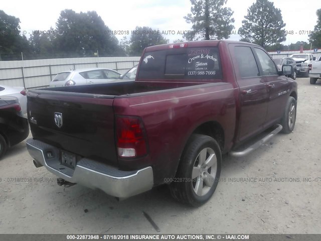 1C6RD6LT9CS301015 - 2012 DODGE RAM 1500 SLT BURGUNDY photo 4