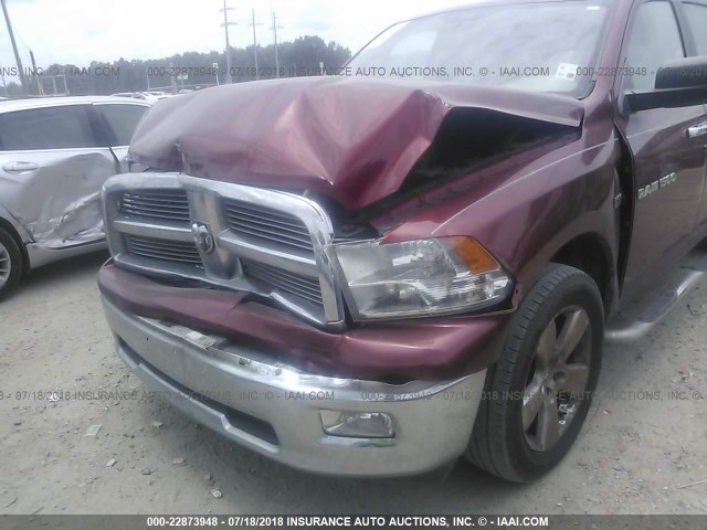 1C6RD6LT9CS301015 - 2012 DODGE RAM 1500 SLT BURGUNDY photo 6